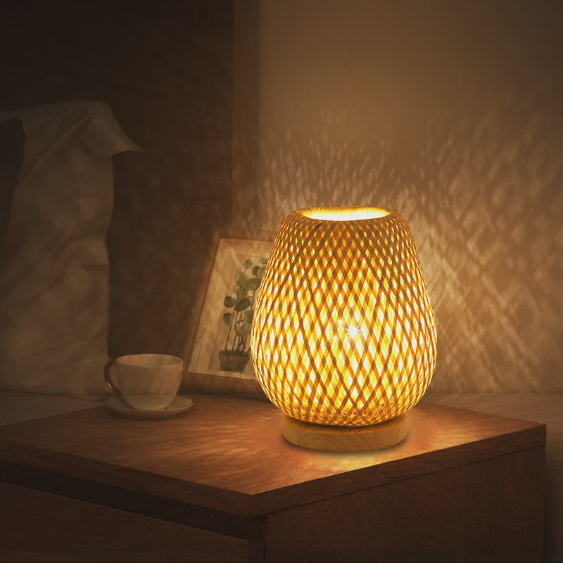 Japanse Bamboe Boeklamp - Minimalistische Sfeerverlichting voor Bureau en Nachtkastje