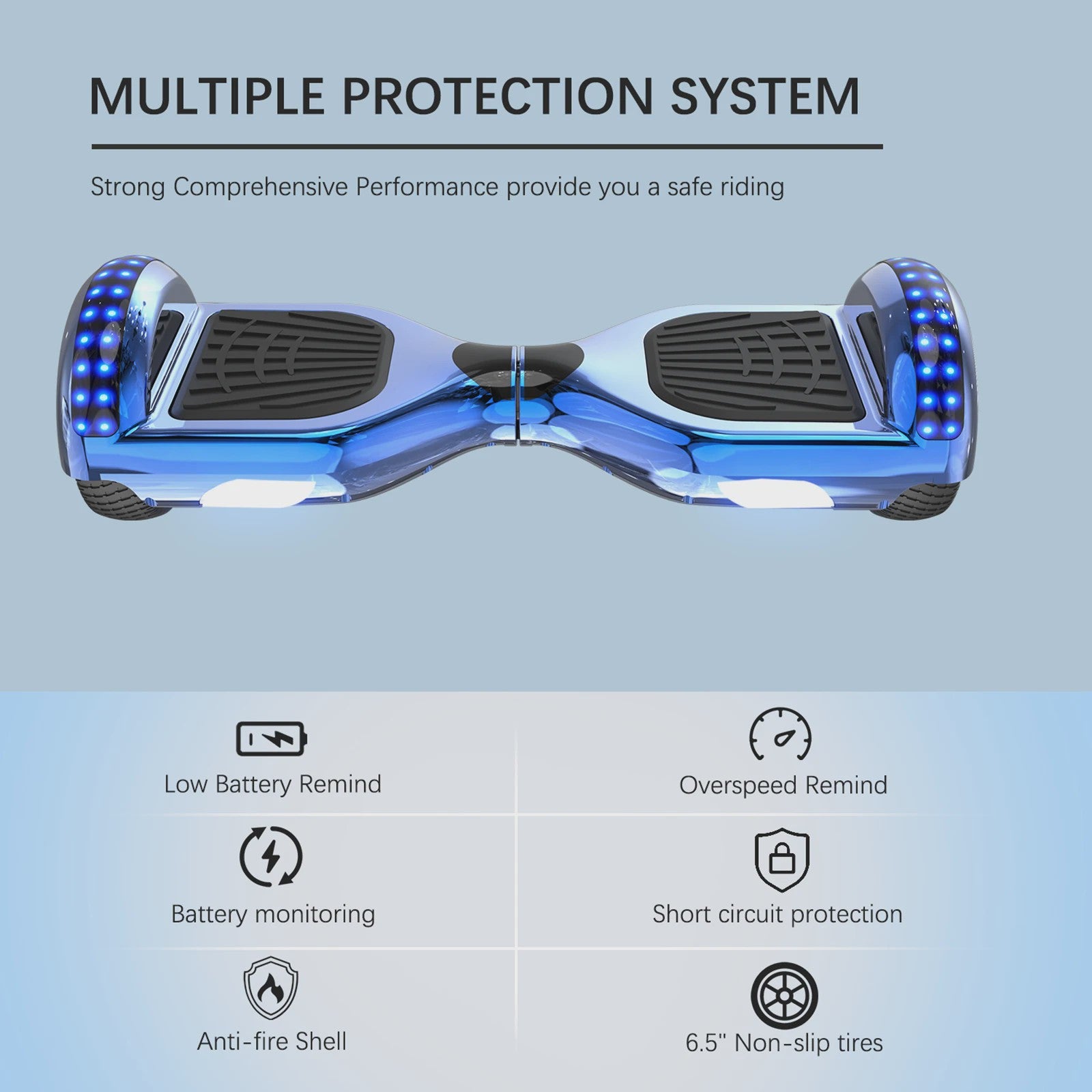 RCB Hoverboard 6.5 Inch Zelfbalancerend Elektrisch voor Kinderen & Volwassenen met Bluetooth en LED Verlichting