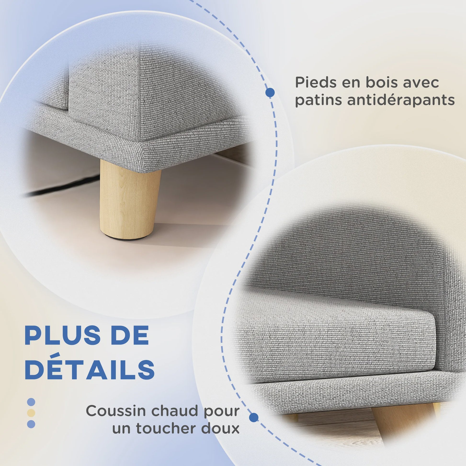 PawHut Hondenbank met Afneembaar Kussen - Scandinavisch Design, Wasbare Hoes