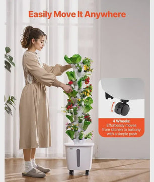 Verticale Hydroponische Toren Tuin - 50 Plantplekken met Waterpomp & Wielen