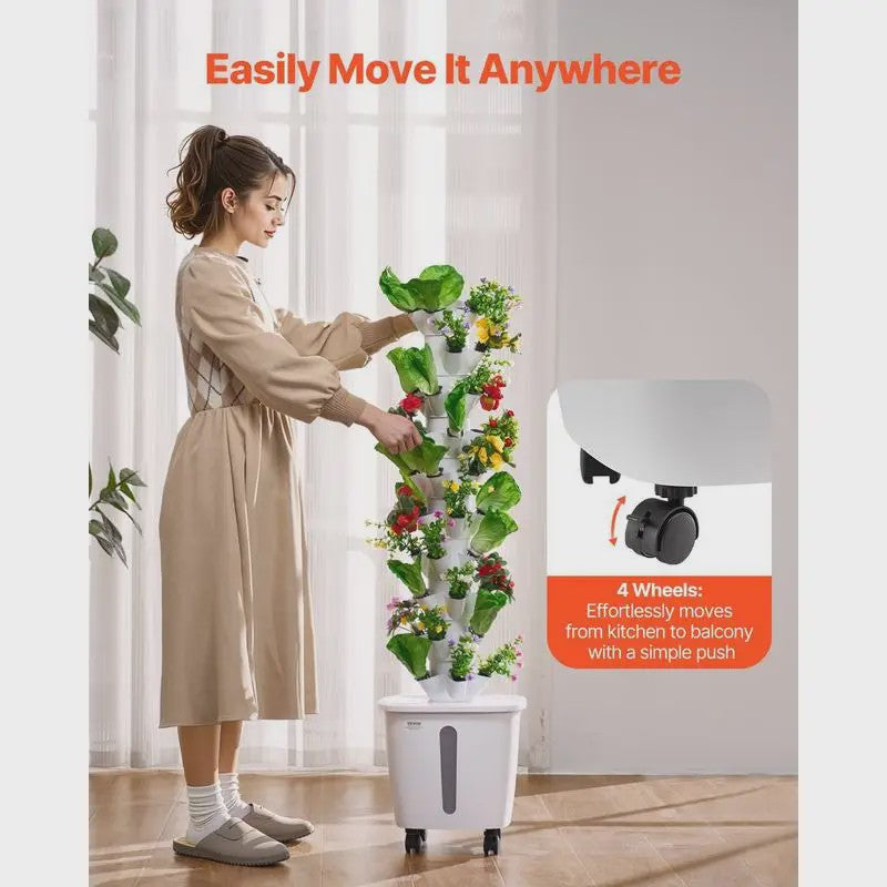 Verticale Hydroponische Toren Tuin - 50 Plantplekken met Waterpomp & Wielen