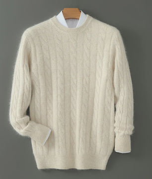 Heren Trui van 100% Puur Kasjmier - Dik Gebreid met Ronde Hals - Lente/Winter Collectie