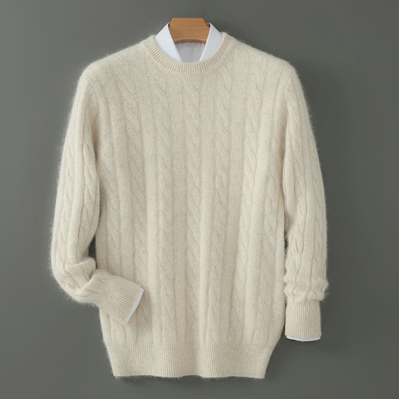 Heren Trui van 100% Puur Kasjmier - Dik Gebreid met Ronde Hals - Lente/Winter Collectie