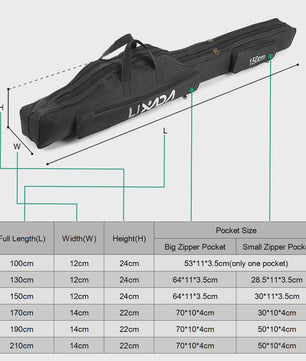 Lixada Vishengel Tas 190cm - Draagbare Opvouwbare Hengeltas voor Visgerei