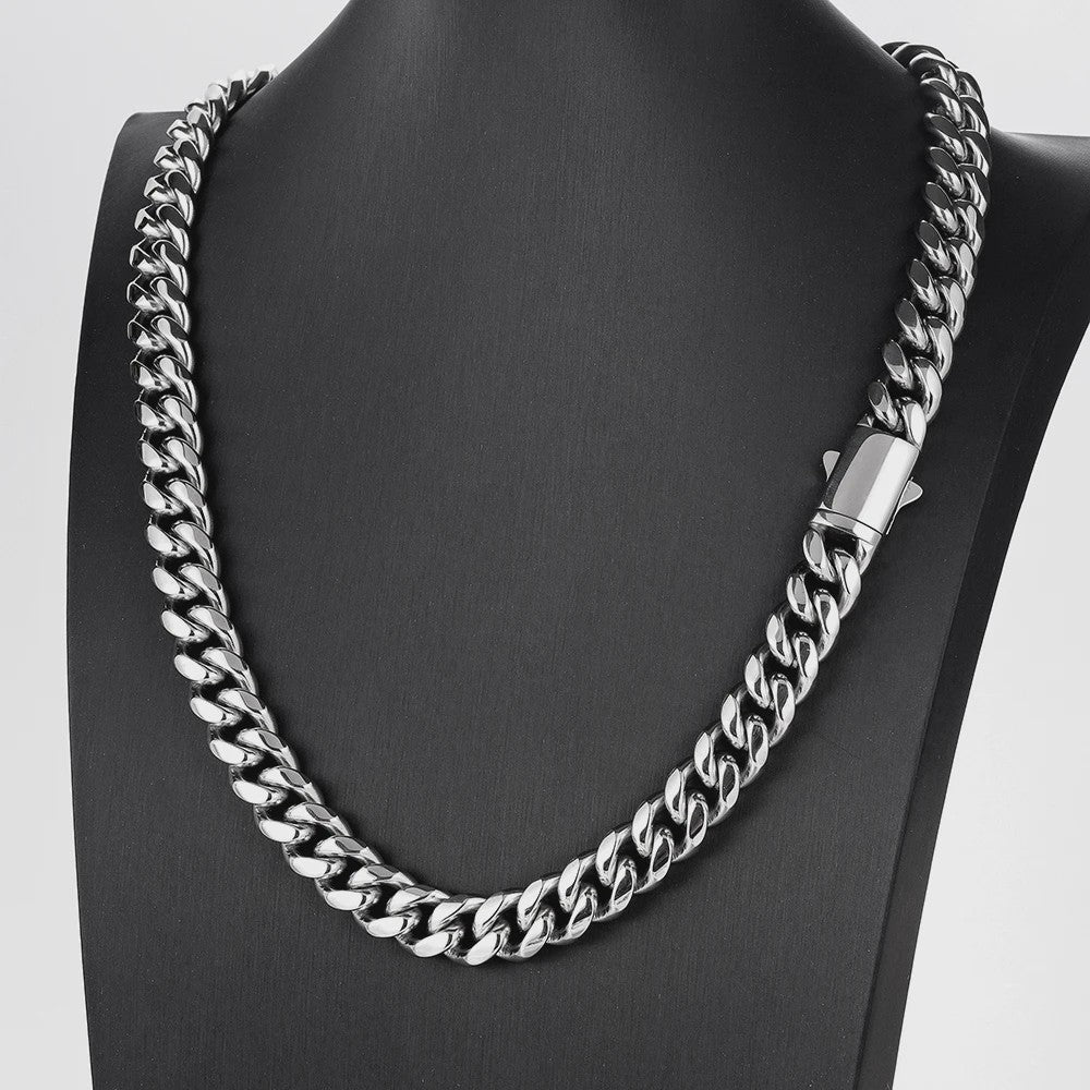 Zilverkleurige Roestvrij Staal Cubaanse Miami Link Ketting (6mm-14mm)