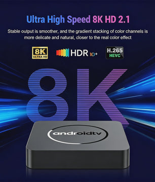 Android TV Box Q10: 8K Ultra HD Media Player met Dual Band WiFi & Google Voice Assistant