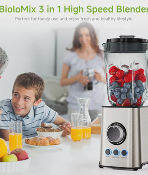 BioloMix 3-in-1 Blender: Krachtige 1300W Smoothie Maker, Grinder & Babyvoeding Blender