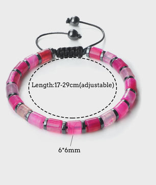 Blauwe Cilindervormige Agate Armband - Gevlochten Natuursteen Bangle voor Dames en Heren