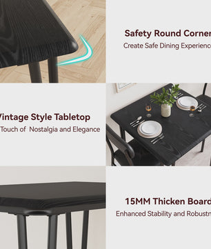 Compact Houten Eettafel voor 2 Personen met Gestoffeerde Stoelen - Ruimtebesparend & Modern