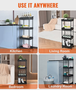 4-Laags Rolbare Opbergkar met Wielen - Keuken, Kantoor & Woonkamer Organizer