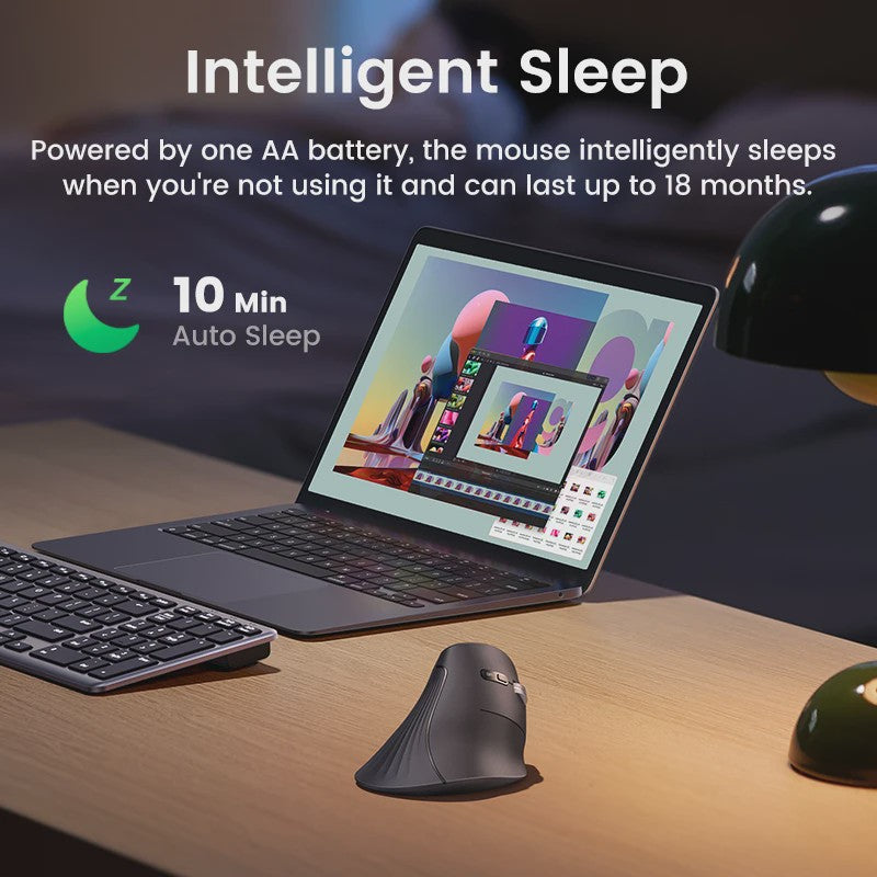 UGREEN Verticale Ergonomische Muis - Draadloos Bluetooth 5.0 & 2.4G, 4000 DPI