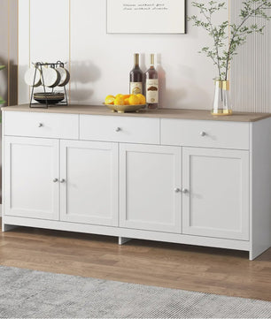 Ruime Buffetkast met 4 Deuren en 3 Lades - Cottage Stijl - 160cm Breed