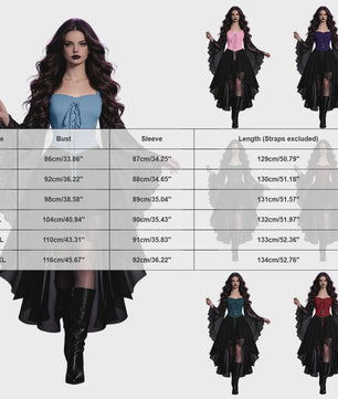 Dames Heksenjurk met Pofmouwen - Middeleeuwse & Gothische Renaissance Stijl voor Halloween & Cosplay