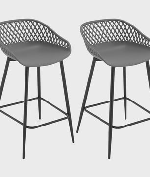 Set van 2 barkrukken met open rugleuning - Stijlvolle keukenstoelen voor binnen en buiten