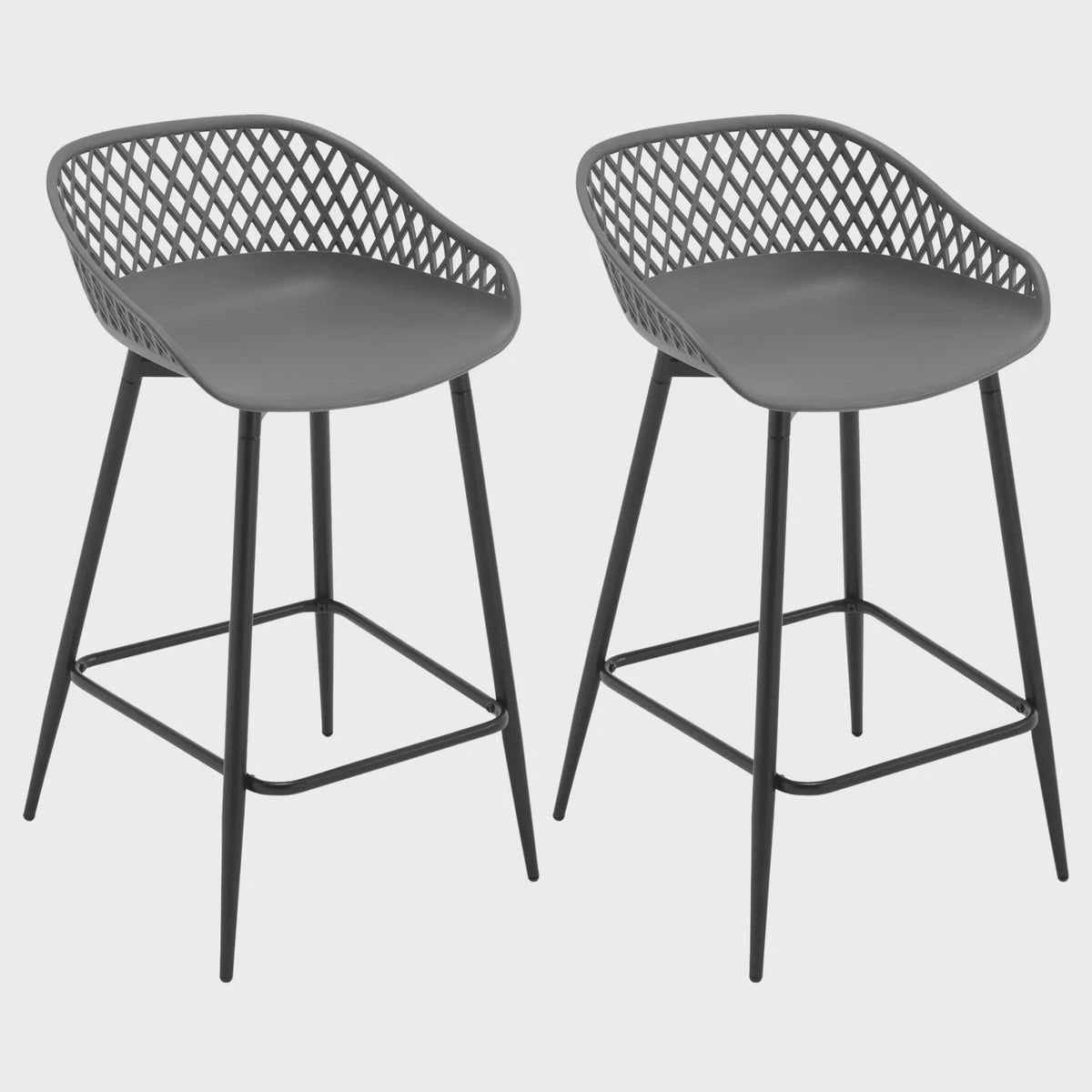 Set van 2 barkrukken met open rugleuning - Stijlvolle keukenstoelen voor binnen en buiten