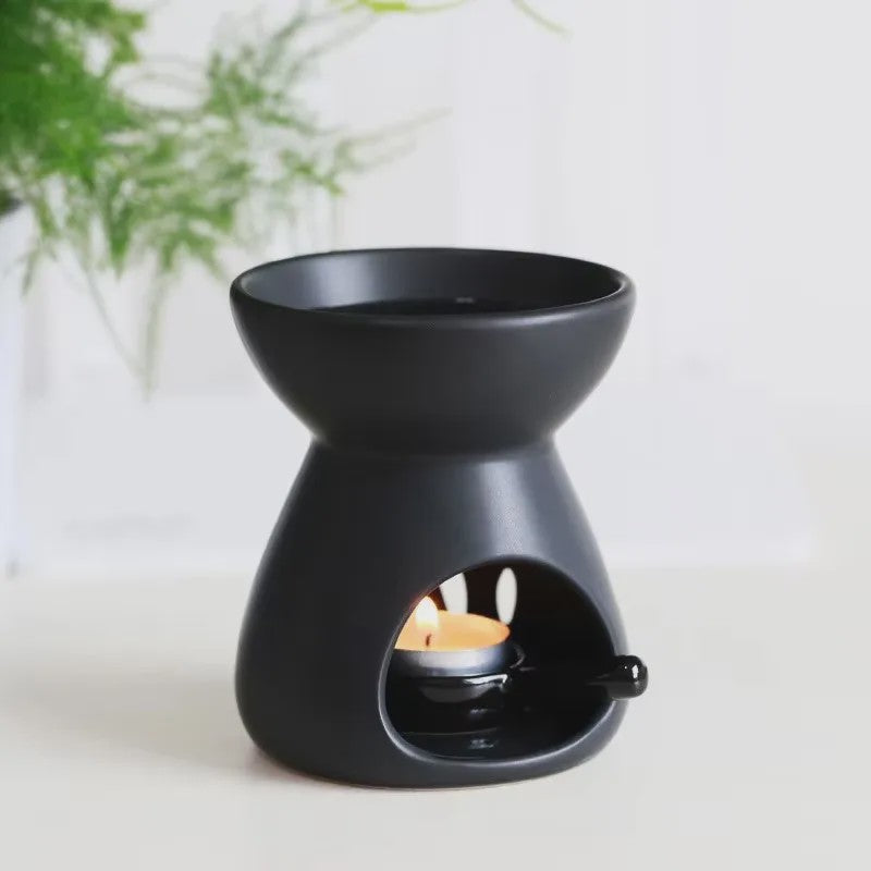 Handgemaakte 2-in-1 Keramische Oliebrander & Nachtlampje voor Essentiële Oliën, Yoga en Spa