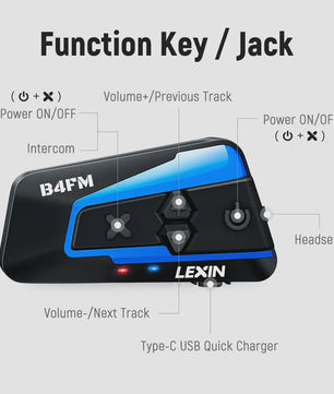 Lexin B4FM-X Bluetooth Motor Intercom Headset voor 10 Rijders met Muziek Delen