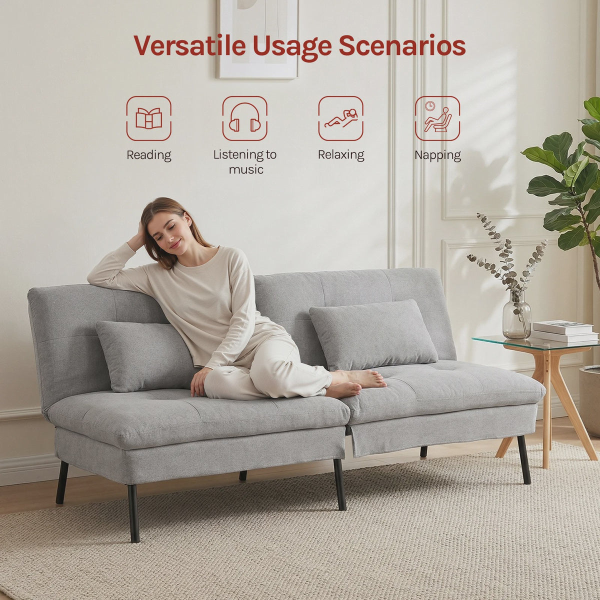 Convertible Sofa Bed met Verstelbare Rugleuning en Kussens - SediaXL