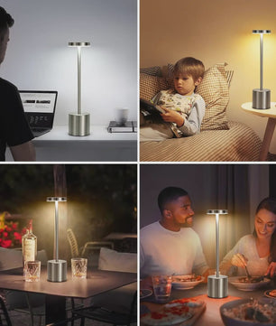 Draadloze LED Tafellamp met Touch Bediening - Oplaadbaar, 3 Kleuren, Dimbaar - Sfeerverlichting