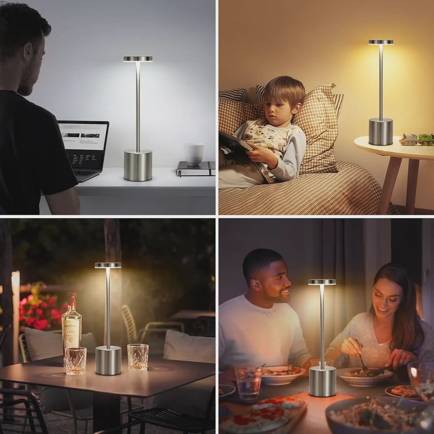 Draadloze LED Tafellamp met Touch Bediening - Oplaadbaar, 3 Kleuren, Dimbaar - Sfeerverlichting