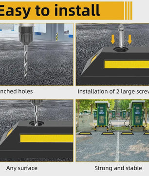 2x Heavy-Duty Wielstop Parkeerstopper met Reflecterende Strips - Veilige Parkeerhulp voor Garage & Oprit