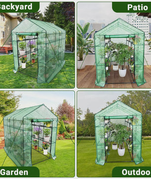Walk-in Tuinkas 142x210x190cm met 9 Legborden - Waterdicht & UV-beschermend