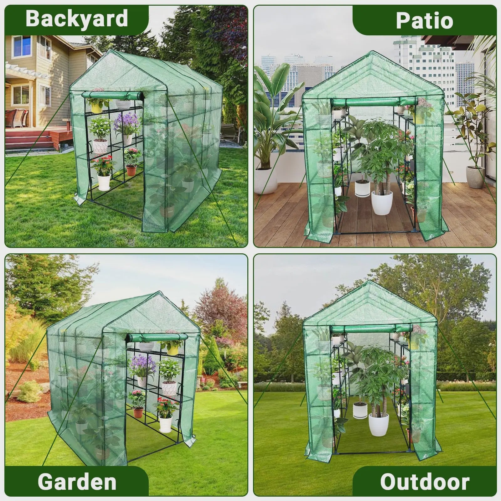 Walk-in Tuinkas 142x210x190cm met 9 Legborden - Waterdicht & UV-beschermend