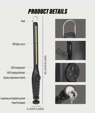 Oplaadbare LED Werkplaat Lamp met Magneet & Haken - Ideaal voor Auto Reparatie