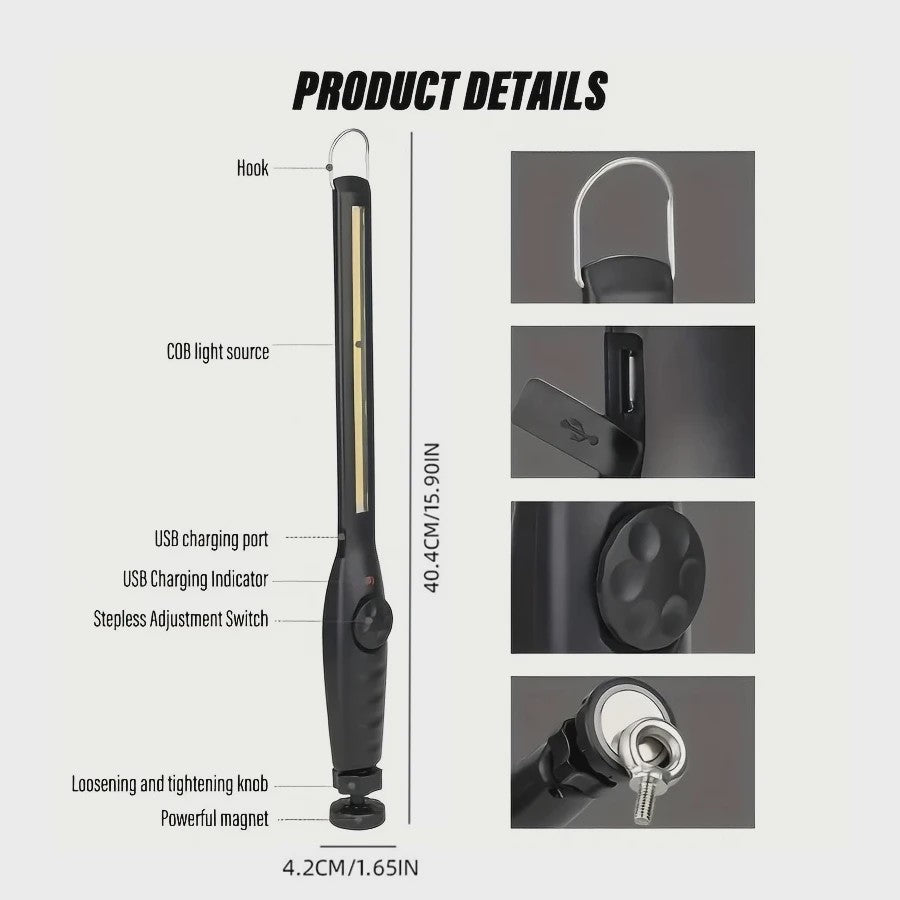 Oplaadbare LED Werkplaat Lamp met Magneet & Haken - Ideaal voor Auto Reparatie