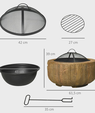 Outsunny Vuurschaal met Deksel en Schep - Sfeervolle Buitenhaard voor Tuin en Camping