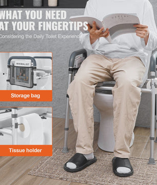 Verhoogd Toilet Zitting met 7-Positie Hoogteverstelling, Comfortabele Handgrepen en Aluminium Frame - Max 158 kg