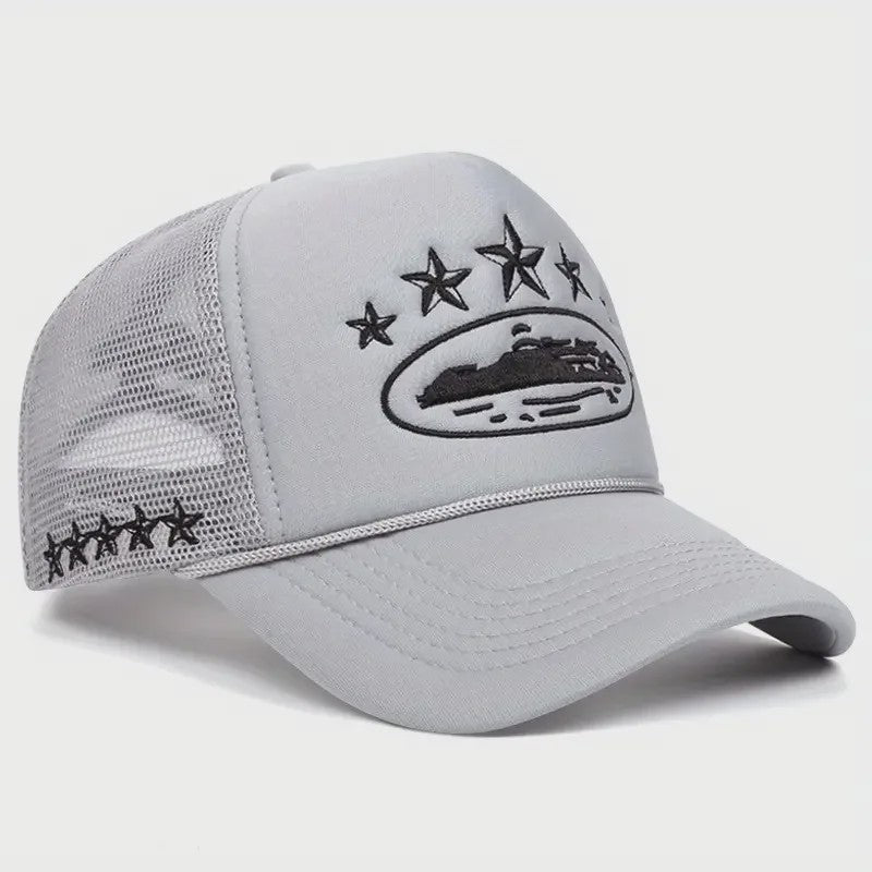 Unisex Trucker Cap met Mesh Achterkant en Unieke Print - Streetwear Stijl