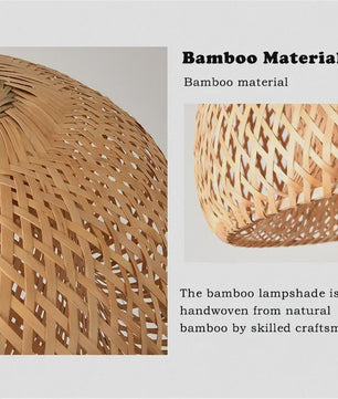 Bamboe Hanglamp 38/45cm - Handgeweven Rotan Lantaarn met E27 Fitting
