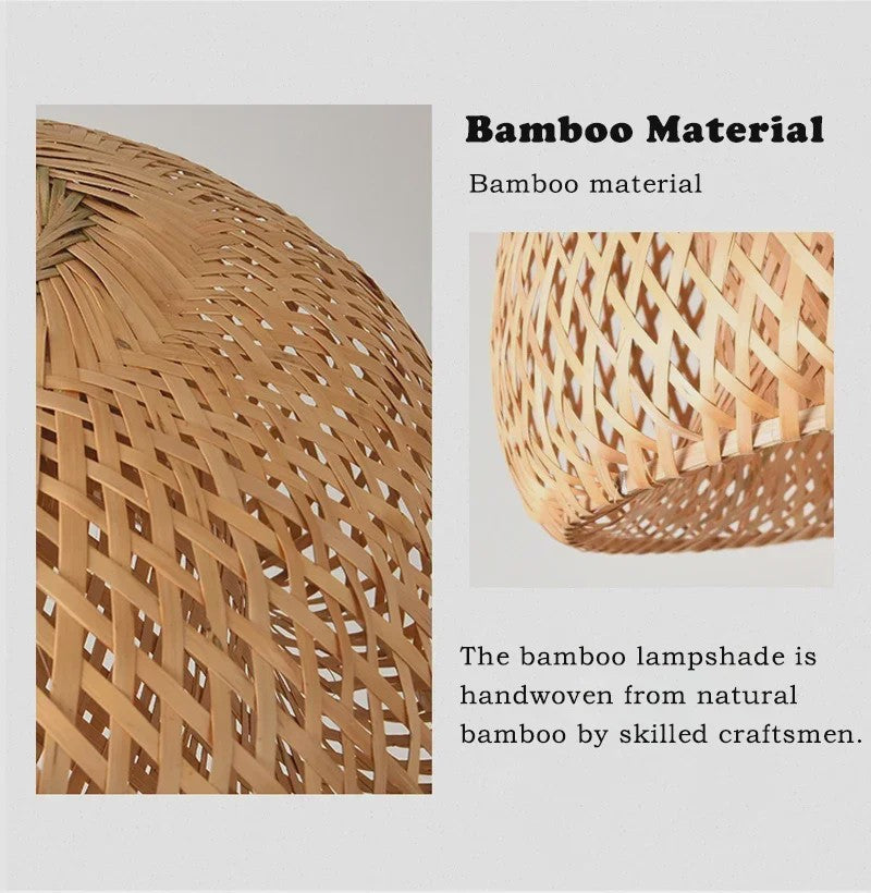 Bamboe Hanglamp 38/45cm - Handgeweven Rotan Lantaarn met E27 Fitting