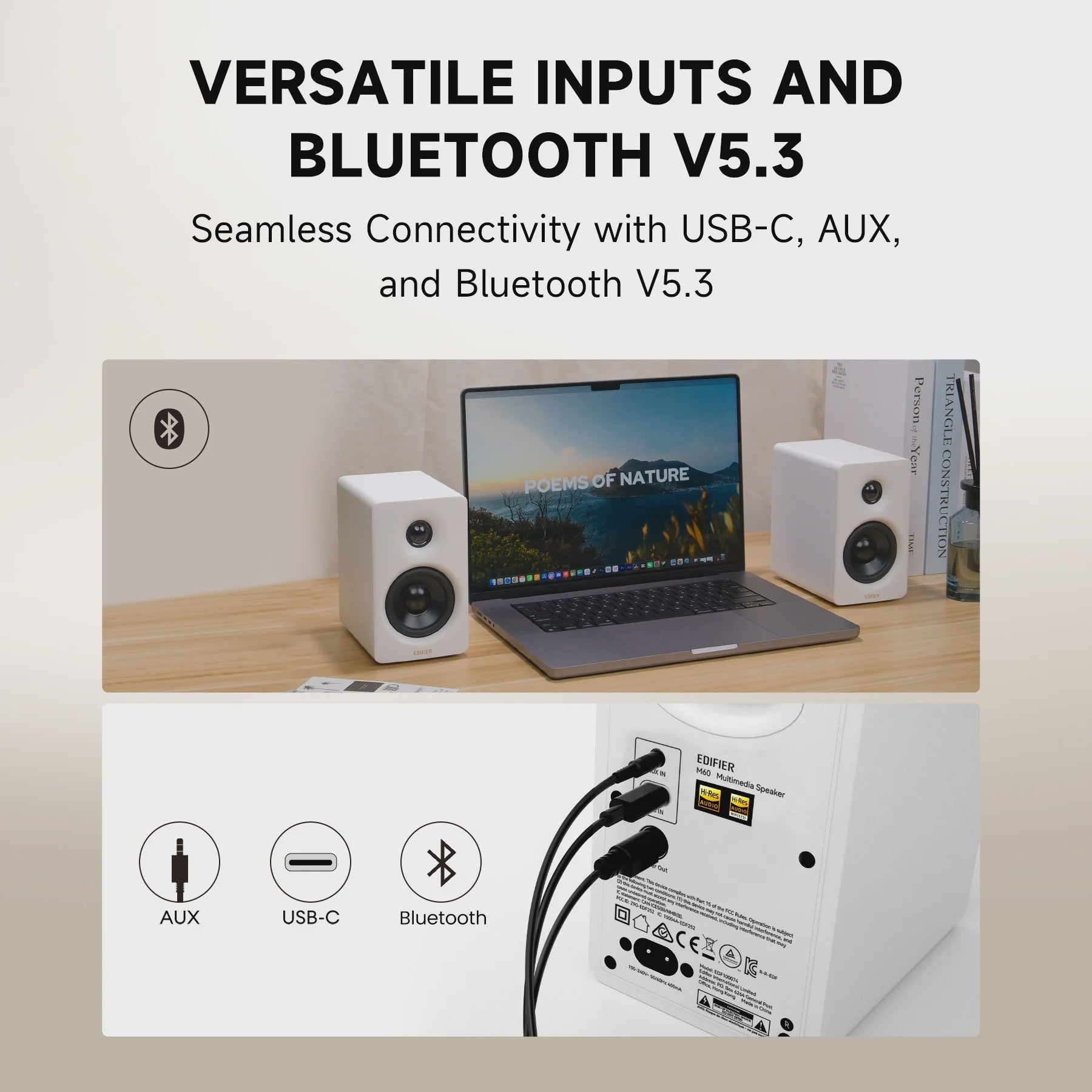 Edifier M60: Krachtige 66W RMS Desktop Speakers met Bluetooth 5.3, Hi-Res Audio & LDAC