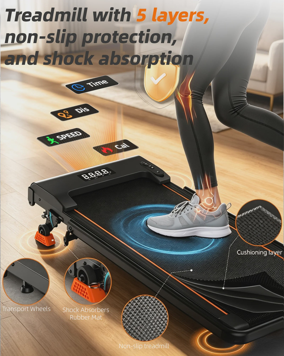 Lichico Walking Pad: Stille Loopband met Verstelbare Helling & Bluetooth voor Thuisgebruik