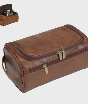 Luxe Leren Toilettas Heren Dames - Hangend & Ruim - Reis Toilettas