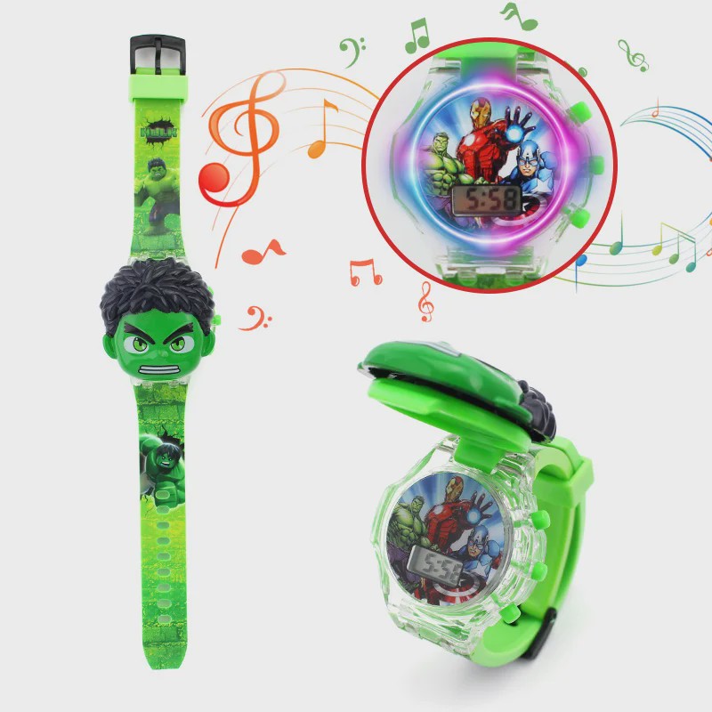 Kinderhorloge met Licht & Geluid: Spider-Man, Iron Man & Captain America