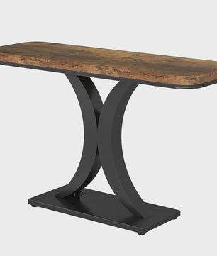 Tribesigns Industriële Console Tafel - 100cm Smalle Entree Tafel met Geometrische Basis en Rustiek Hout Design