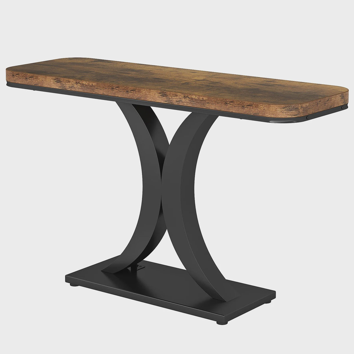 Tribesigns Industriële Console Tafel - 100cm Smalle Entree Tafel met Geometrische Basis en Rustiek Hout Design