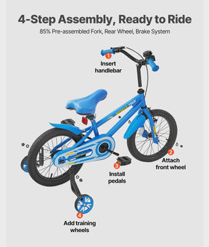 Kinderfiets BMX Stijl Blauw - 14, 16, 18 inch - Met Zijwieltjes