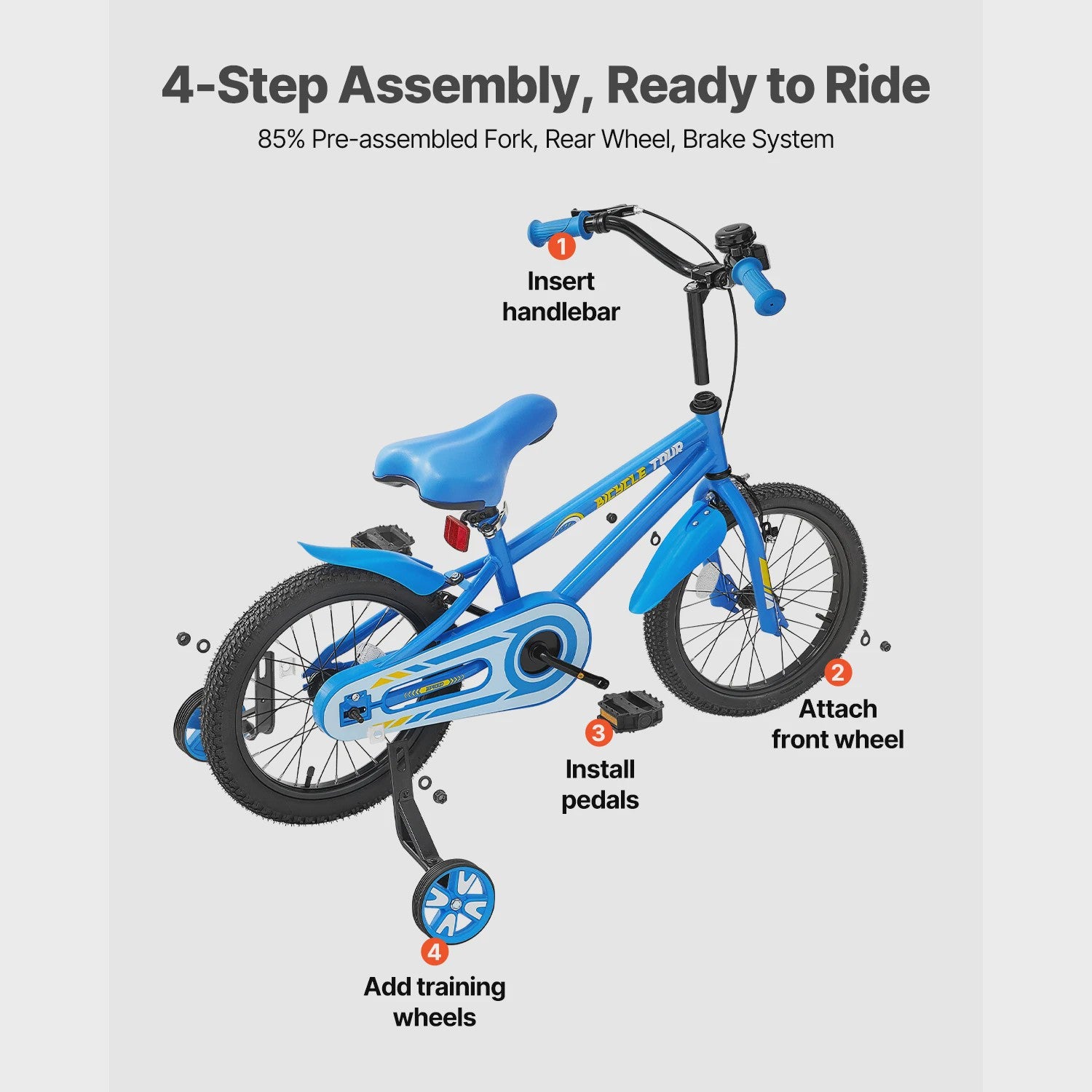Kinderfiets BMX Stijl Blauw - 14, 16, 18 inch - Met Zijwieltjes