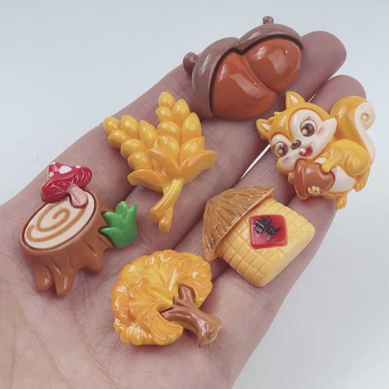 Herfst Cabochons: Eekhoorn, Tarwe & Meer - DIY Knutselaccessoires voor Kinderen