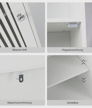 Smalle Witte Badkamerkast met Louvred Deur en Open Planken