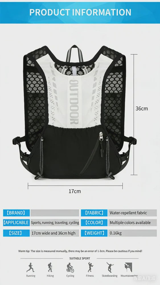 Reflecterend Hardloop & Fietsharnas met Hydratatie - Verstelbare Outdoor Sport Rugzak