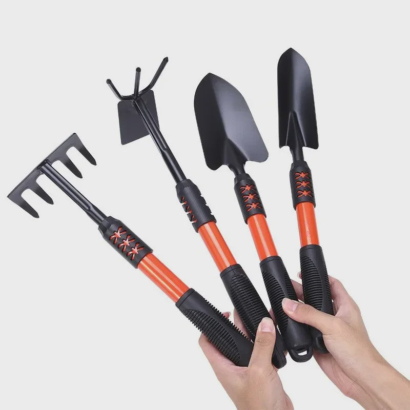 Tuin Gereedschap Set: Spade, Hark en Schoffel met Verlengbare Handgreep