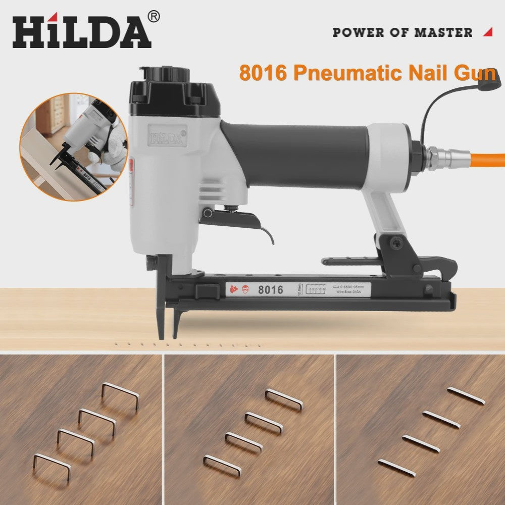 HILDA 8016 Pneumatische Nietmachine - Professionele Tacker voor Houtbewerking & Stoffering