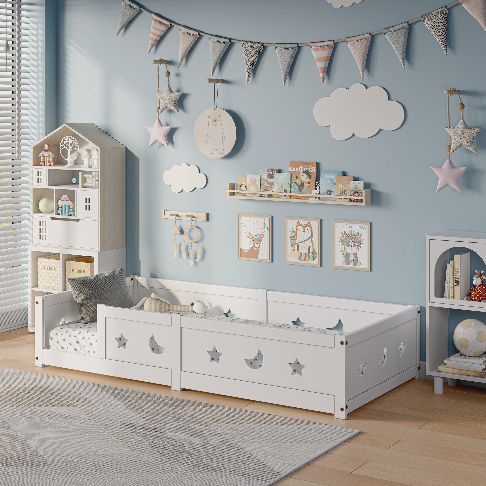 Montessori Houten Kinderbed met Valbeveiliging - Scandinavisch Design - Veilig Peuterbed