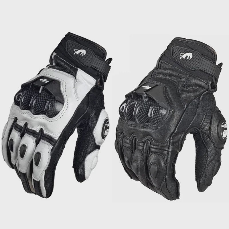 Supertech Motorhandschoenen Leer - 4 Seizoenen Race & Rijhandschoenen voor Heren en Dames (Zwart/Wit)