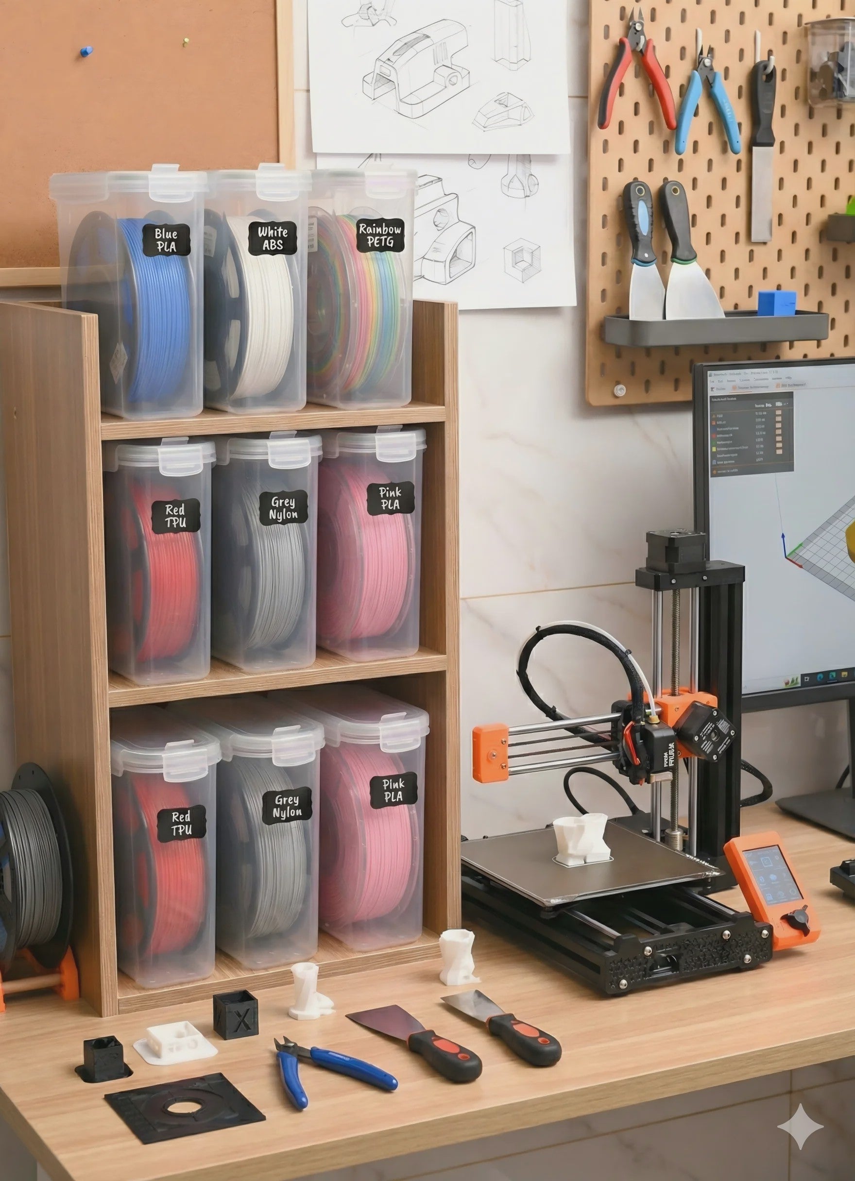 Set van 6 Luchtdichte Filament Opslagcontainers (4L) voor 3D Printer Filament